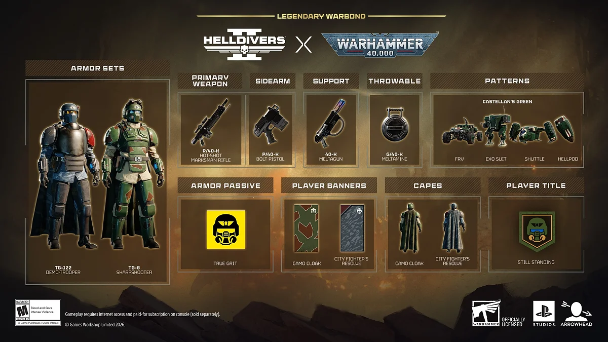 Содержимое Legendary Warbond по мотивам Warhammer 40,000, который появится в Helldivers 2 уже 12 августа