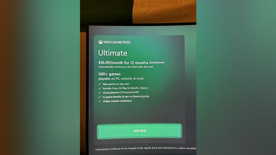Xbox Game Pass Ultimate: цена $16.09 за 12 месяцев
