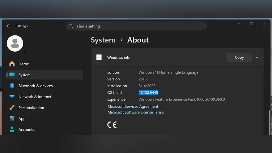 Окно информации о системе Windows 11