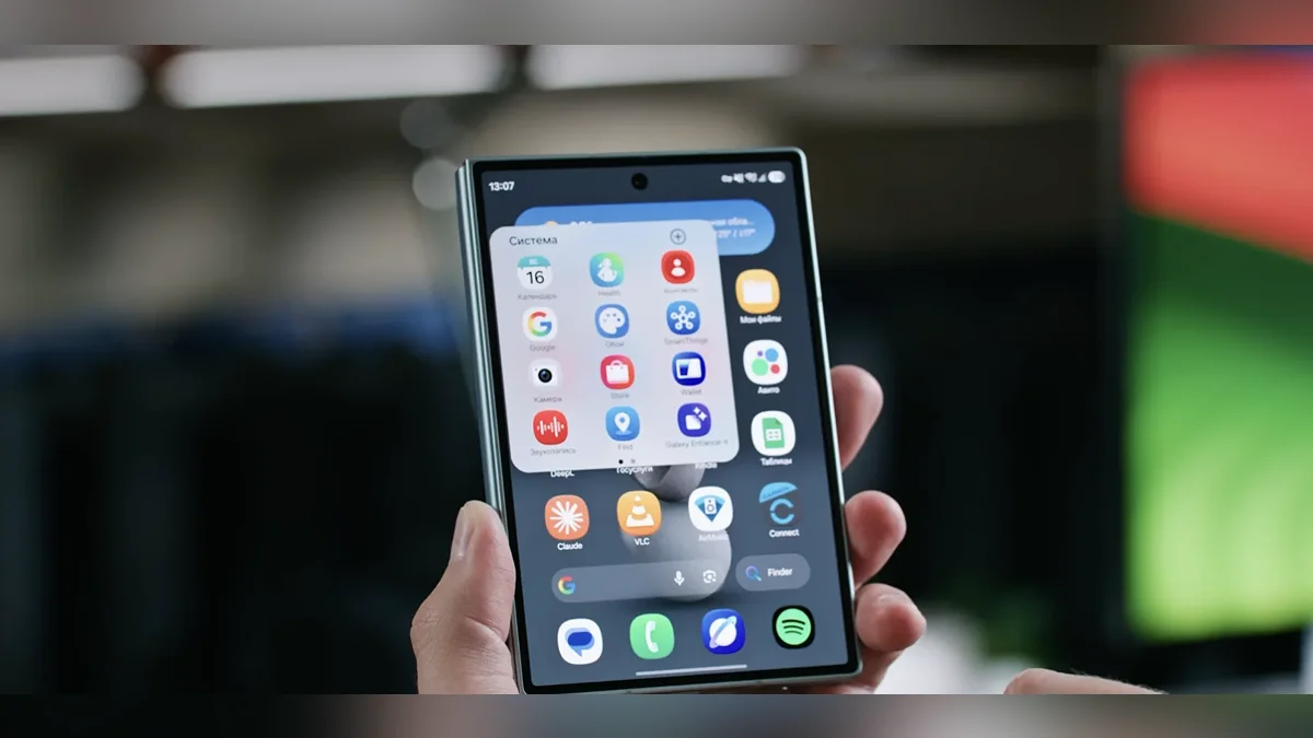 Смартфон Samsung с открытым меню приложений