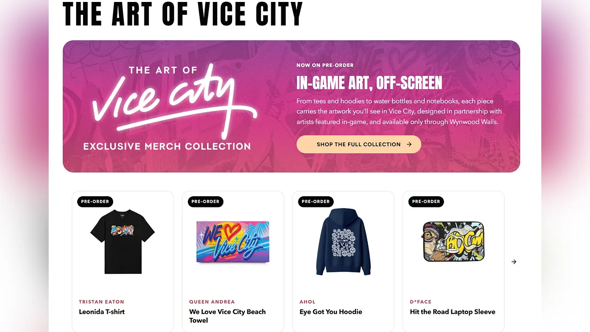 Мерч The Art of Vice City с артами из GTA 6